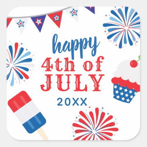 July 4th Party Square Sticker