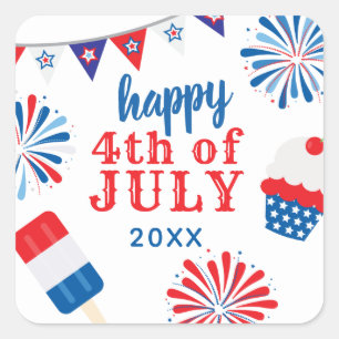 July 4th Party Square Sticker
