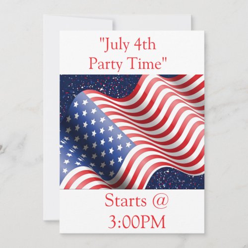 July 4th Party Time Invitation