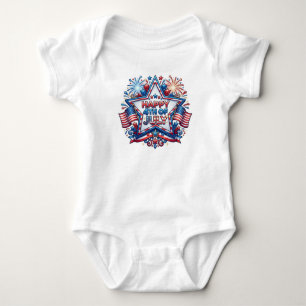 July 4th Patriotic 250 Year Birthday Baby Bodysuit