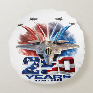 July 4th Patriotic 250 Year Birthday Round Pillow