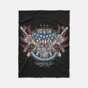 July 4th Patriotic America Military Veteran Indepe Fleece Blanket