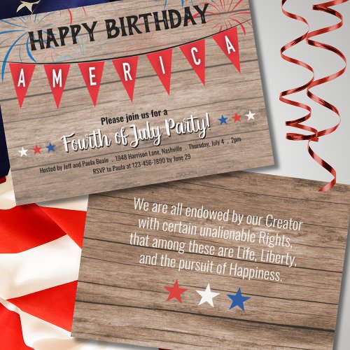 July 4th Patriotic America Party Invitation 