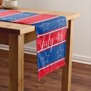 July 4th patriotic colored long table runner