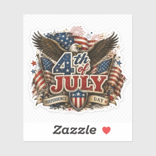 July 4th Patriotic Eagle Sticker USA Flag Decal