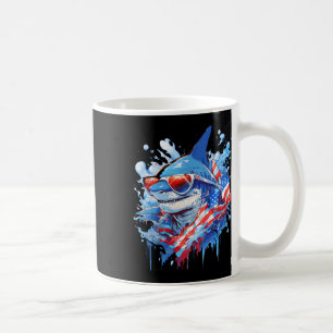 July 4th Patriotic Funny Shark Sungles Independenc Coffee Mug