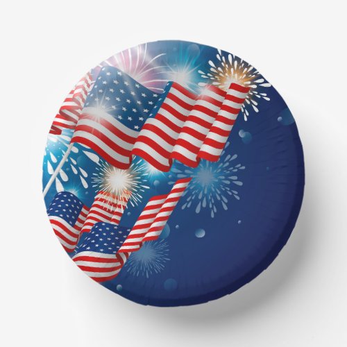 July 4th Patriotic Paper Bowls