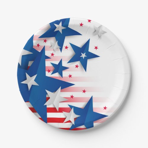 July 4th Patriotic Paper Plates