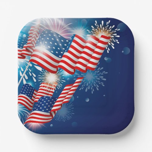 July 4th Patriotic Paper Plates