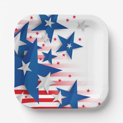 July 4th Patriotic Paper Plates