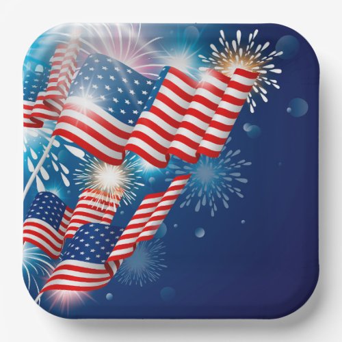 July 4th Patriotic Paper Plates