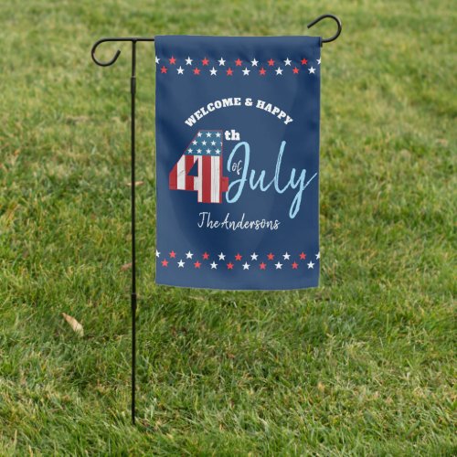 July 4th Patriotic Stars Red White Blue USA Rustic Garden Flag