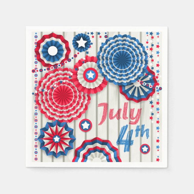 July 4th Red White And Blue Patriotic | Holidays Napkins (Front)