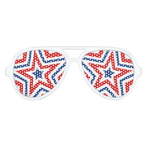 July 4th Red White and Blue Star Aviator Sunglasses