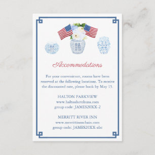 July 4th Red White And Blue Wedding Accomodations Enclosure Card