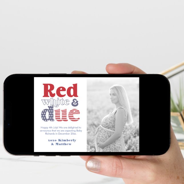 July 4th Red White And Due Picture Pregnancy Announcement (Front Digital)