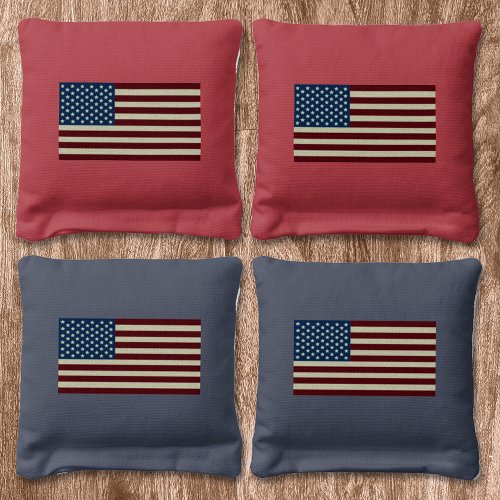 July 4th Red White  Blue American Flag Cornhole Bags