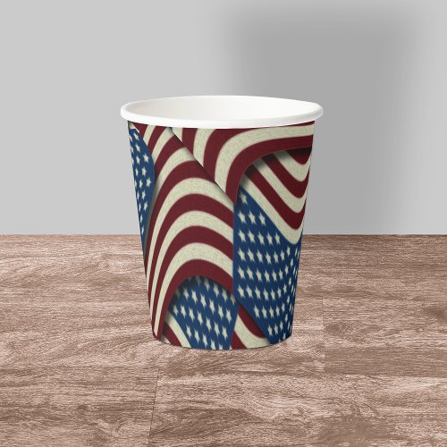 July 4TH Red White  Blue American Flags Paper Cups
