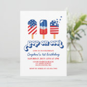 July 4th Red White Blue Birthday Invitation (Standing Front)