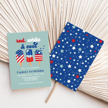 July 4th Red White Blue Birthday Invitation by CharlotteGBoutique at Zazzle