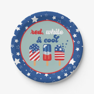 July 4th Red White Blue Birthday Paper Plates