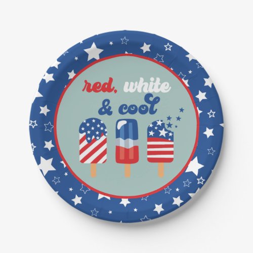 July 4th Red White Blue Birthday Paper Plates