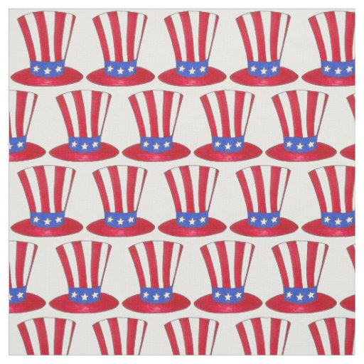 July 4th Red White Blue Patriotic Uncle Sam Tophat Fabric