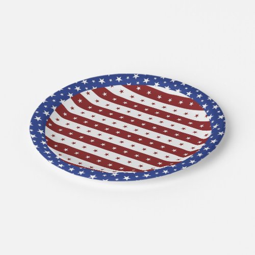 July 4th Red White  Blue Stars  Stripes Party Paper Plates