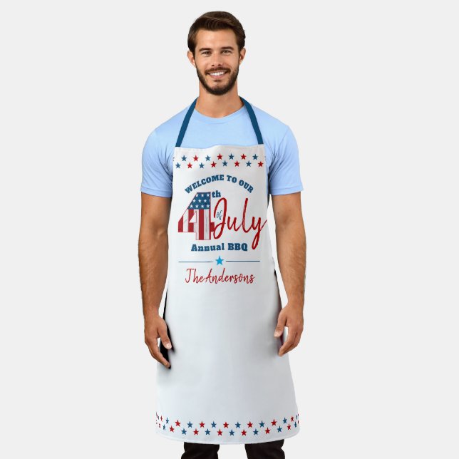 July 4th Red White Blue Stars USA Flag Patriotic Apron (Worn)
