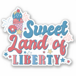 July 4th Red White Blue Sweet Land Liberty America Sticker