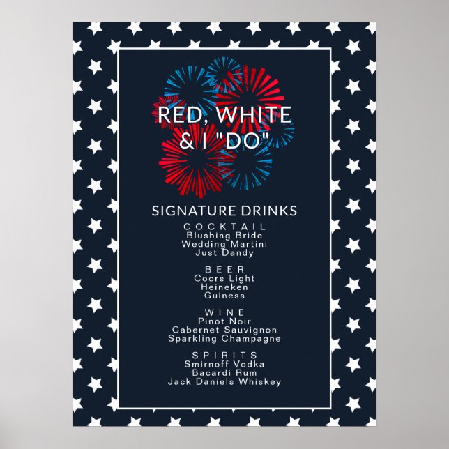 July 4th Red White & I Do Couples Shower Bar Sign (Front)