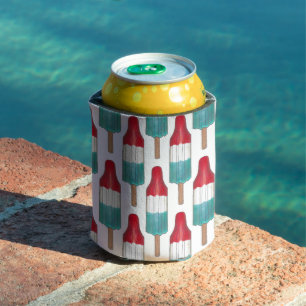 July 4th Rocket Pop Patriotic Popsicle Red Blue Can Cooler