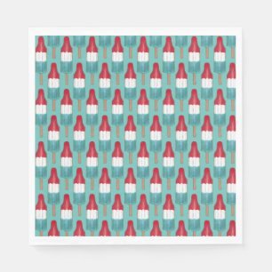 July 4th Rocket Pop Patriotic Popsicle Red Blue Napkins