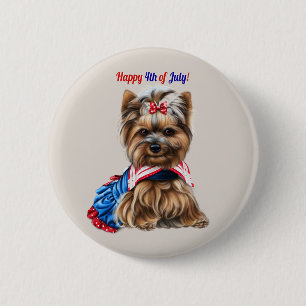 July 4th Schnauzer Puppy Button