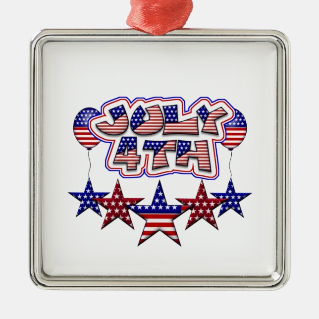 July 4th Stars Metal Ornament (Front)