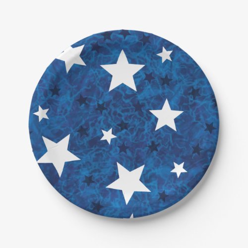 July 4th Stars on Blue Paper Plates