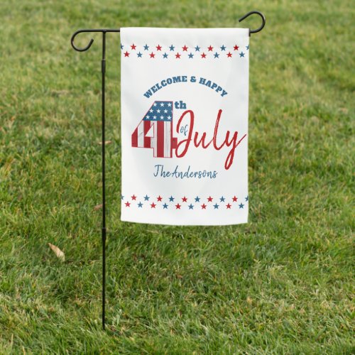 July 4th Stars Red White Blue Patriotic Rustic USA Garden Flag
