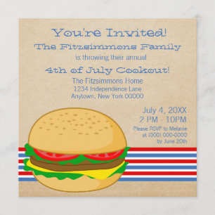 July 4th Striped BBQ Cookout Invite