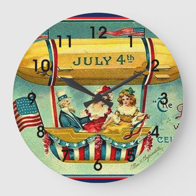 July 4th - The Day We Celebrate Large Clock (Front)