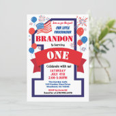 July 4th Theme 1st First Birthday Boy or Girl Invitation (Standing Front)