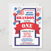 July 4th Theme 1st First Birthday Boy or Girl Invitation (Front)