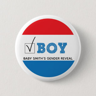 July 4th Themed Gender Reveal Button   Boy Vote