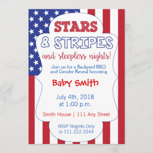 July 4th Themed Gender Reveal Invite