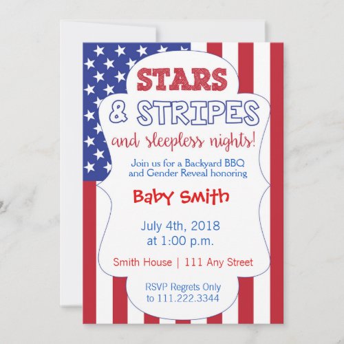 July 4th Themed Gender Reveal Invite