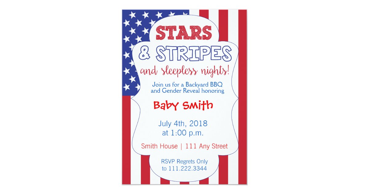 July 4th Themed Gender Reveal Invite Zazzle Com