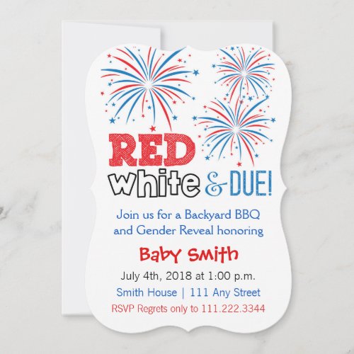 July 4th Themed Gender Reveal Invite