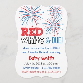 July 4th Themed Gender Reveal Invite by AestheticJourneys at Zazzle