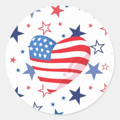 July 4th united states god bless america freedom  classic round sticker