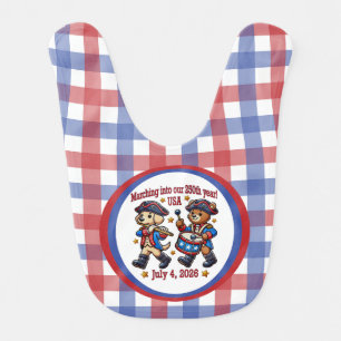 July 4th USA 250th Anniversary Semiquincentennial Baby Bib