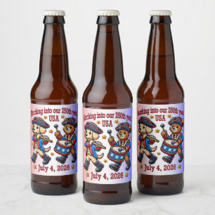 July 4th USA 250th Anniversary Semiquincentennial Beer Bottle Label